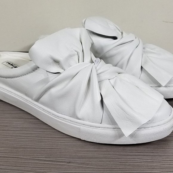 Halogen Manny Knotted Slip-On Sneaker, White Leather, Womens Size 9.5 - Picture 1 of 11